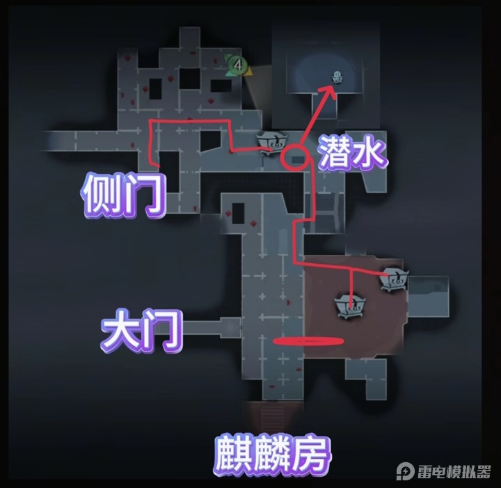 侧门往上三格右转